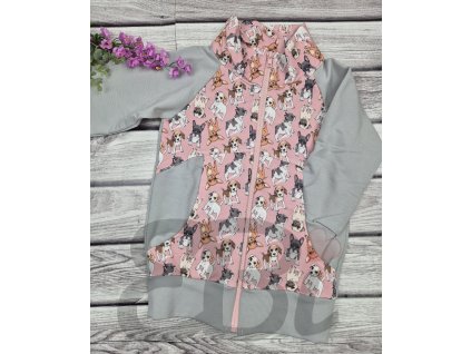 Mikina na zip - dogs / pink
