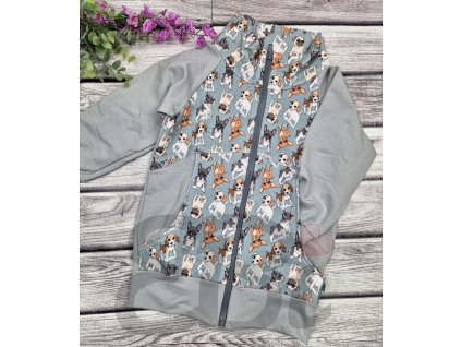 Mikina na zip - dogs / turguoise