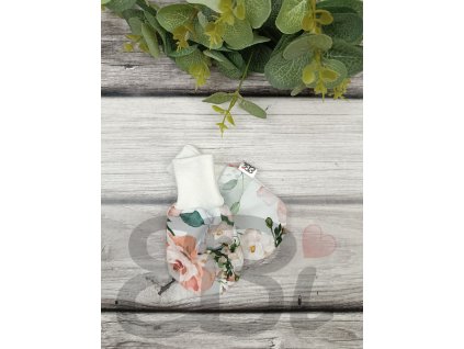 Bezpalcové kojenecké rukavičky - watercolor rose