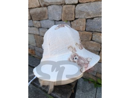 Mušelínový klobouček Medvídci na smetaně