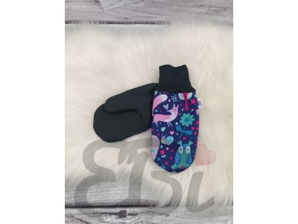 Zimní softshellové rukavice - Barevná zvířátka