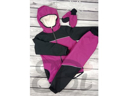 Zimní softshellové kalhoty s BERÁNKEM fialové-černé