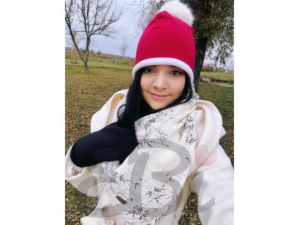 Čepice zimní - Viva magenta s bambulí