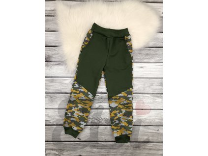 Tepláčky - Hořčicový maskáč s kapsami