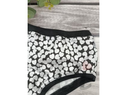 kalhotky dívčí- Srdíčka na černé