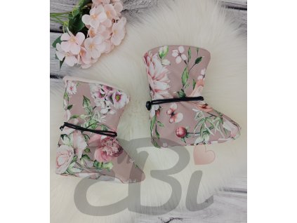 Capáčky softshellové, zateplené fleecem - květy