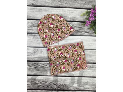 Set čepice a nákrčník - srnečky