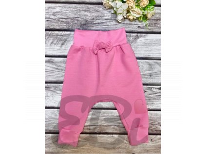 Rostoucí baggy kalhoty - růžová pastel, mašle