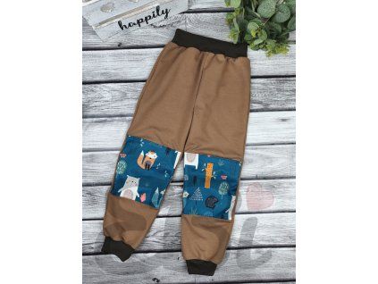 Tepláky se soft koleny - Hnědá, forest