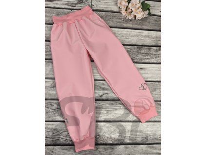 Softshellové kalhoty -  Růžové-  srdíčka