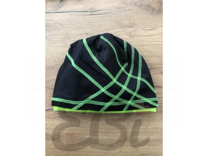 Čepice - černá, zelená neon