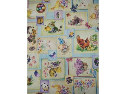 Dekorační látka LONETA tisk velikonoční