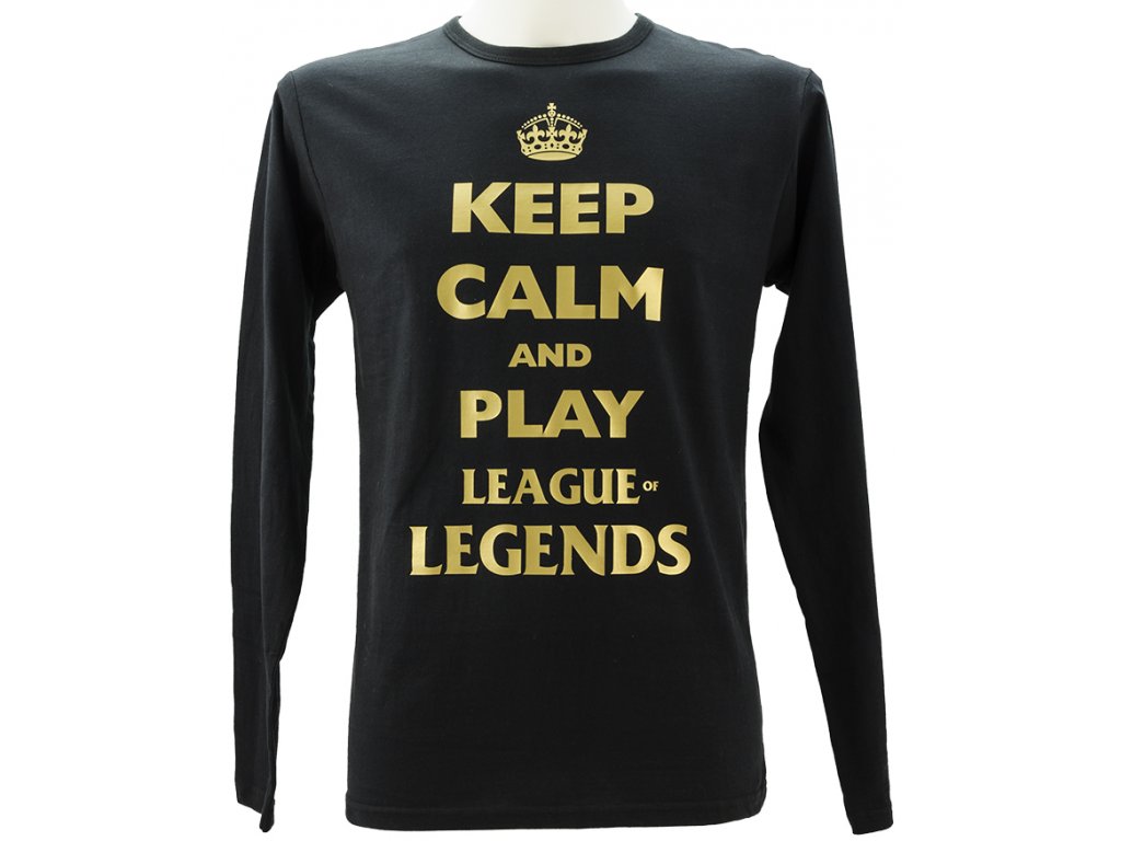 Pánské triko s dlouhým rukávem a potiskem Keep calm and play League of Legends