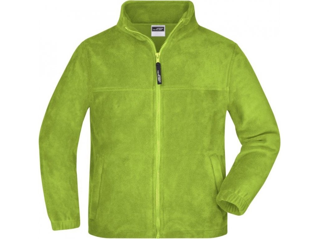 Dětská mikina bunda z teplého fleece zelená limetka