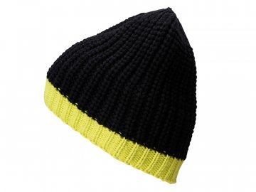 Pletená čepice s kontrastním lemem žlutá