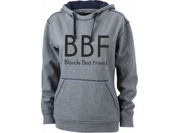 Mikina s potiskem BBF Blonde Best Friend šedý melír