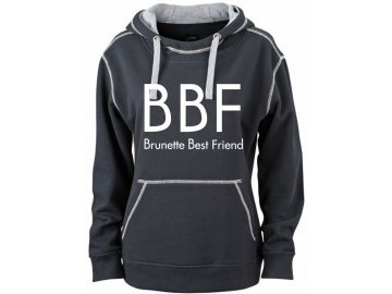 Mikina s potiskem BBF Brunette Best Friend černá