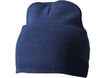 Dvojitě pletená těsně přiléhající čepice bez okraje modrá