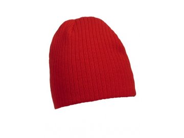 Dvojitě pletená čepice v žebrovaném vzhledu červená