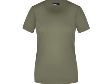 dámské tričko s kulatým elastickým výstřihem olivová