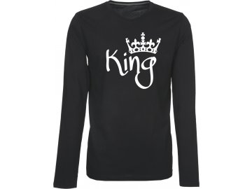 Pánské triko s dlouhým rukávem s potiskem KING černá