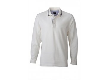 Pánská polokošile Polo Long-Sleeved (Barva Červená - Bílá základní, Velikost oděvů XXL)