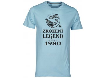 Pánské tričko k narozeninám Zrození Legend se znamením zvěrokruhu ryb světle modrá
