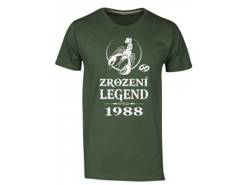 Pánské tričko s potiskem ZROZENÍ LEGEND se znamením zvěrokruhu RAKA zelená