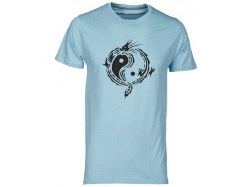 Pánské tričko s harmonizujícím  potiskem JIN JANG v designu draka modrasvetla