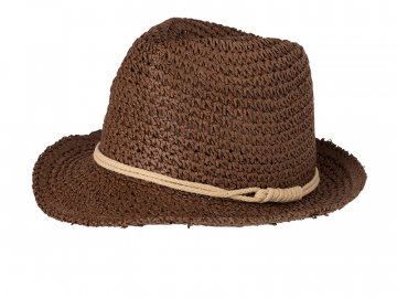 Letní klobouk v háčkovaném vzhledu hnědá