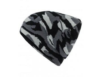 Klasická pletená čepice vzor camouflage černá