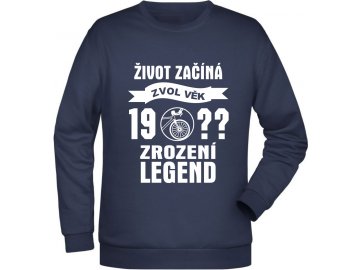 Mikina zrozeni legend cyklo zvol si svuj ročník navy