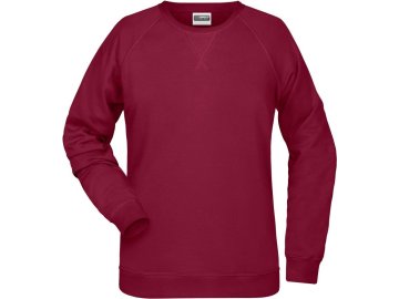 Dámská klasická mikina z BIO bavlny s rukávy v raglánovém střihu vínová