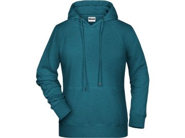 Dámská mikina z Bio Bavlny s kapucí petrolejový melír
