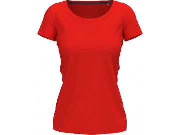 Dámské elastické tričko s kulatým výstřihem červená