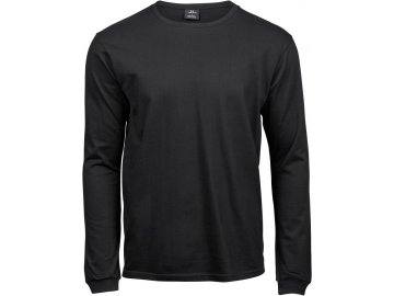 Pánské triko s dlouhým rukávem z předsrážené bavlny z úzkým lemem černá