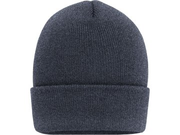 Klasická zimní čepice s extra velkým okrajem šedý melír