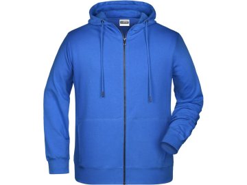 Pánská mikina z Bio bavlny s kapucí a zipem kobalt