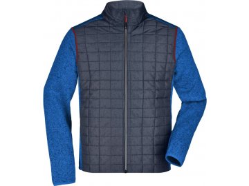 Pánská pletená fleecová bunda ve stylovém mixu materiálů modrá