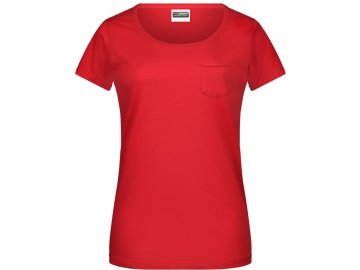 Dámské tričko z Bio bavlny s náprsní kapsou červená