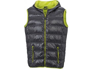 Pánská ultra lehká péřová vesta s kapucí v ležérním stylu carbon