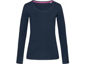 Dámské elastické tričko s dlouhým rukávem Claire modrá námořní