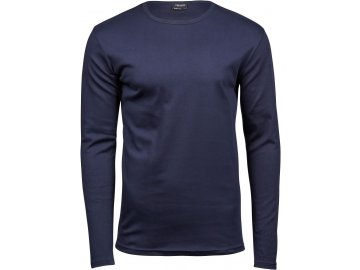 Pánské kvalitní triko s dlouhým rukávem z interlock bavlny modrá námořní