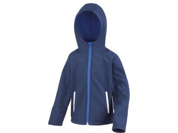 Dětská softsehellová bunda s kapucí a se zipem modrá námořní