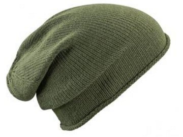 Neformální zimní čepice s rolovaným okrajem oliva
