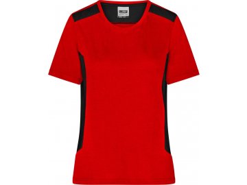 Dámské odolné pracovní tričko s barevnými doplňky z kolekce Strong červená