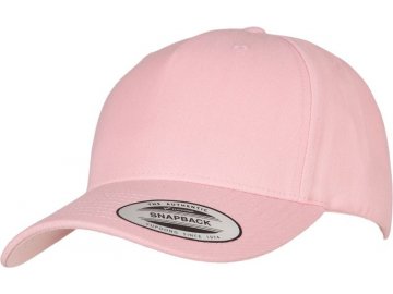 Kvalitní 5 panelová snapback kšiltovka o ohnutým kšiltem růžová