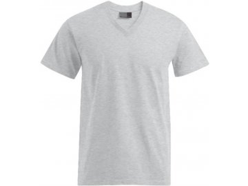 Pánské kvalitní tričko vyšší gramáže s výstřihem do V sportovní šedá