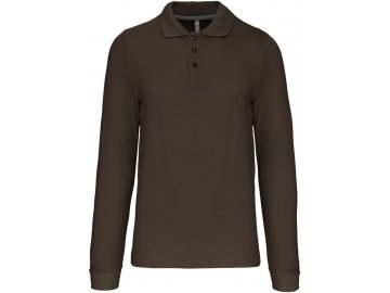 Kvalitní elegantní pique polo s dlouhým rukávem K243 khaki tmavá