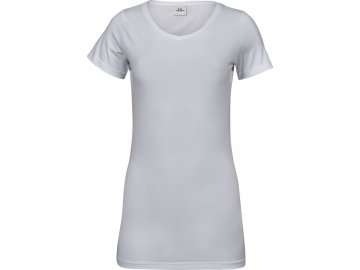 Dámské módní strečové tričko v extra délce bílá